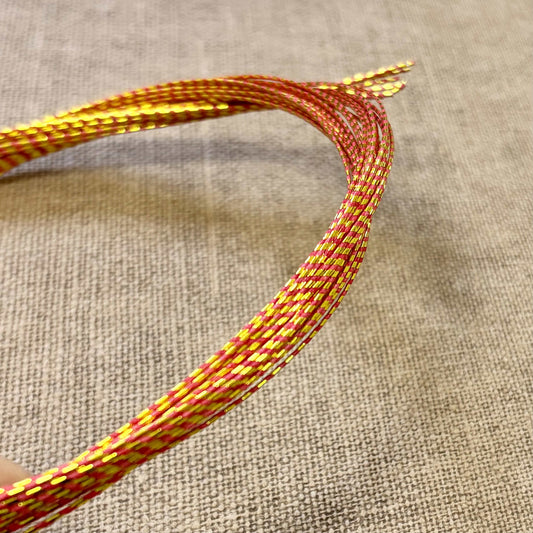 Spiral wrapped Japanese mizuhiki cord, burnt red spiral wrapped, image 1