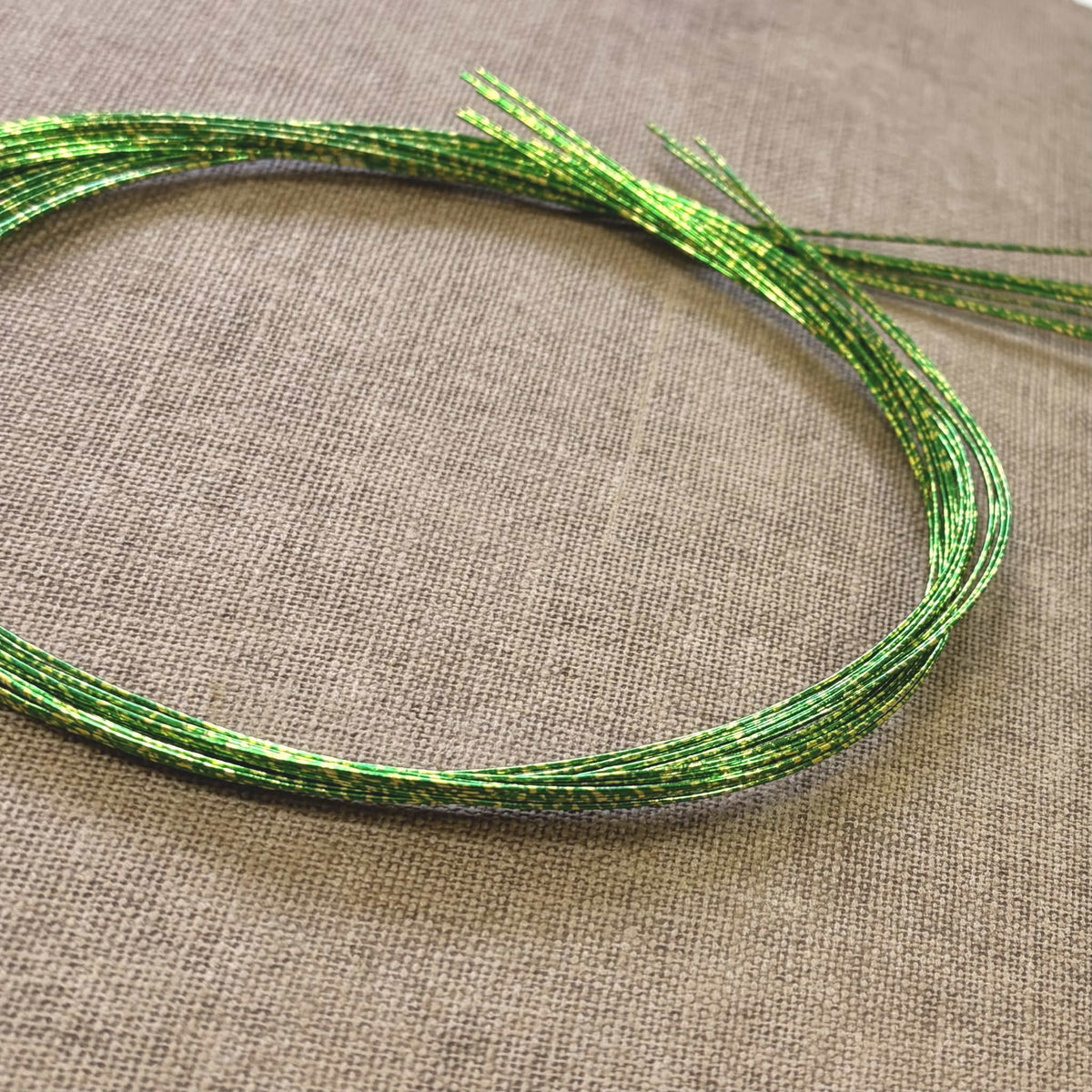 Foil wrapped mizuhiki cord, green gild, image 1