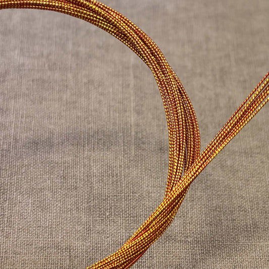 Spiral wrapped Japanese mizuhiki cord, red gild spiral wrapped, image 2