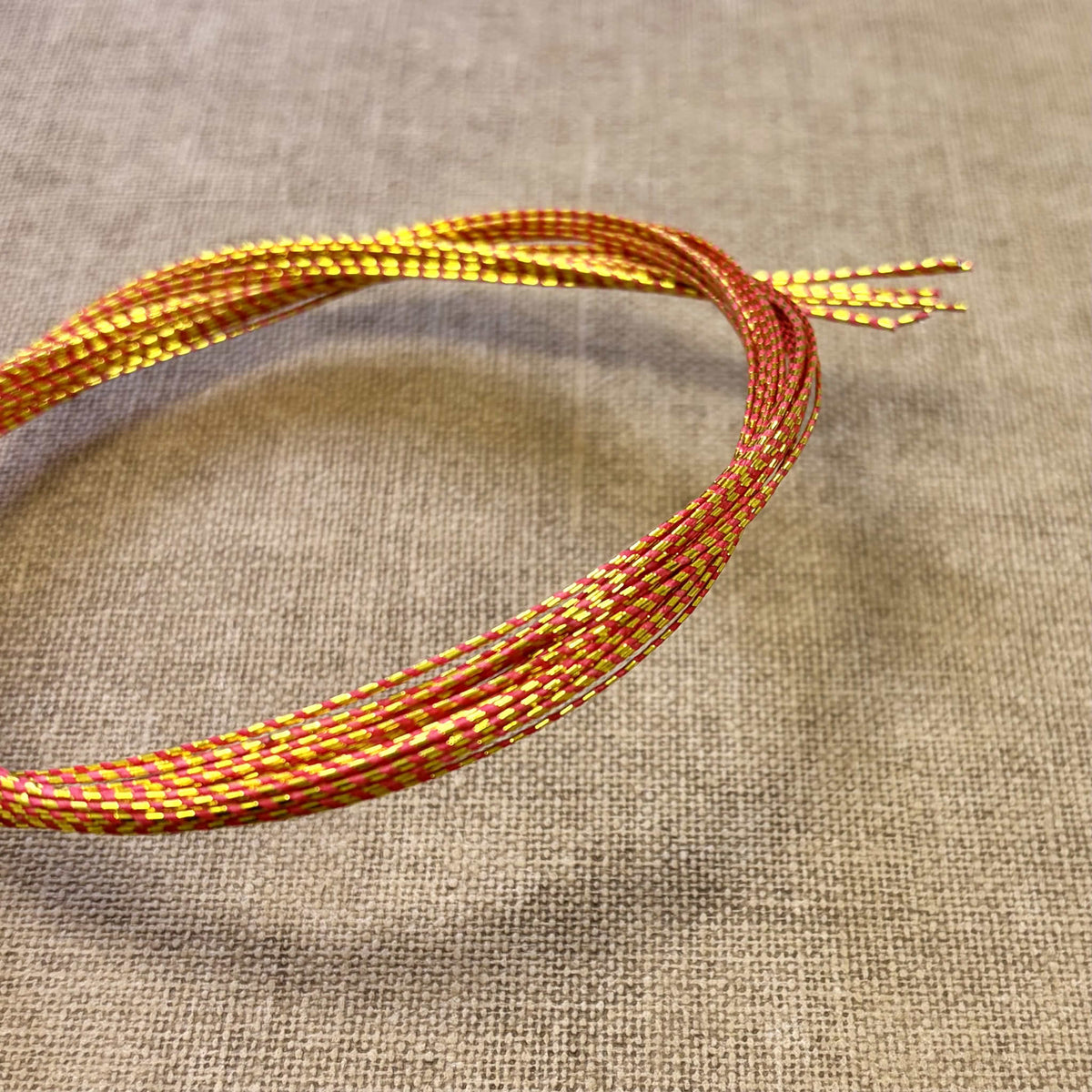 Spiral wrapped Japanese mizuhiki cord, burnt red spiral wrapped, image 3