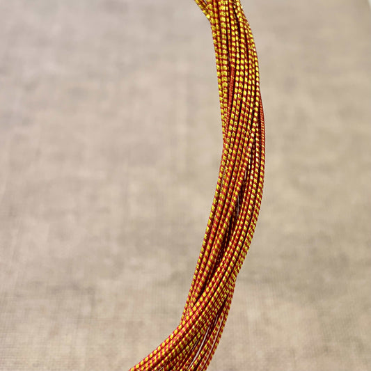 Spiral wrapped Japanese mizuhiki cord, red gild spiral wrapped, image 3