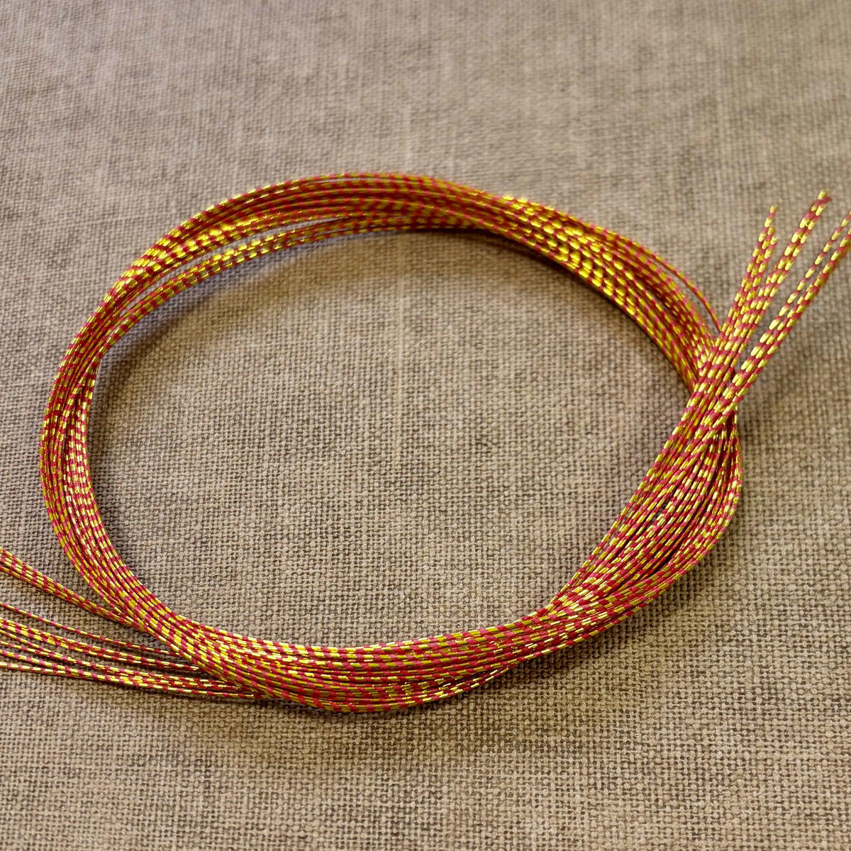 Spiral wrapped Japanese mizuhiki cord, burnt red spiral wrapped, image 4
