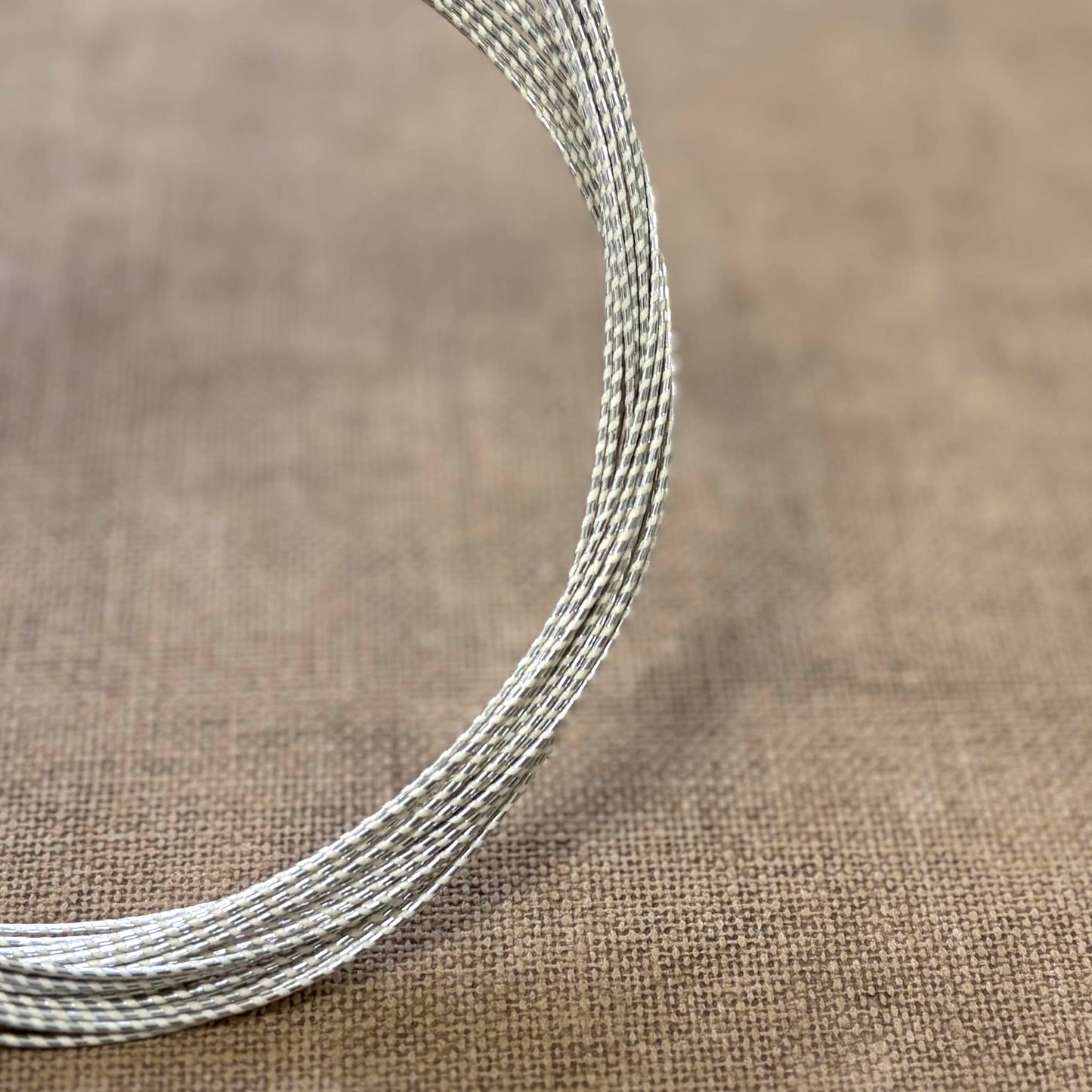 Spiral Wrapped Metallic Mizuhiki Cord | Sliver White | Fibraura