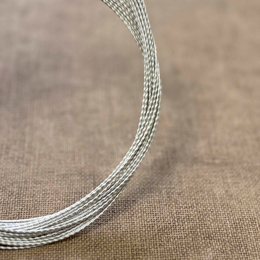Spiral Wrapped Metallic Mizuhiki Cord | Sliver White | Fibraura
