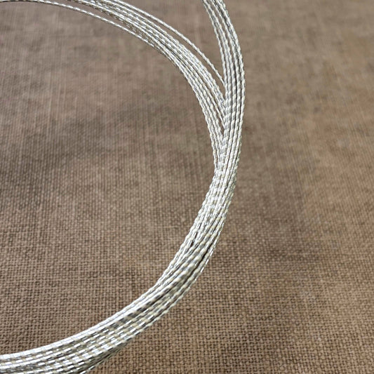 Spiral Wrapped Metallic Mizuhiki Cord | Sliver White | Fibraura