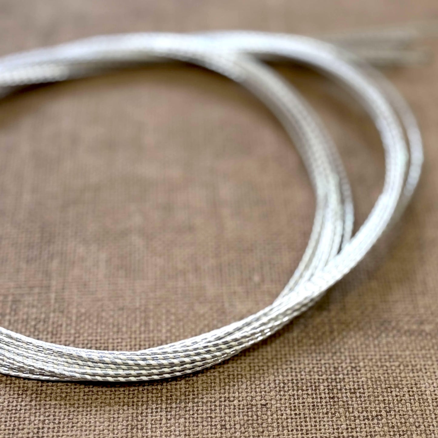 Spiral Wrapped Metallic Mizuhiki Cord | Sliver White | Fibraura