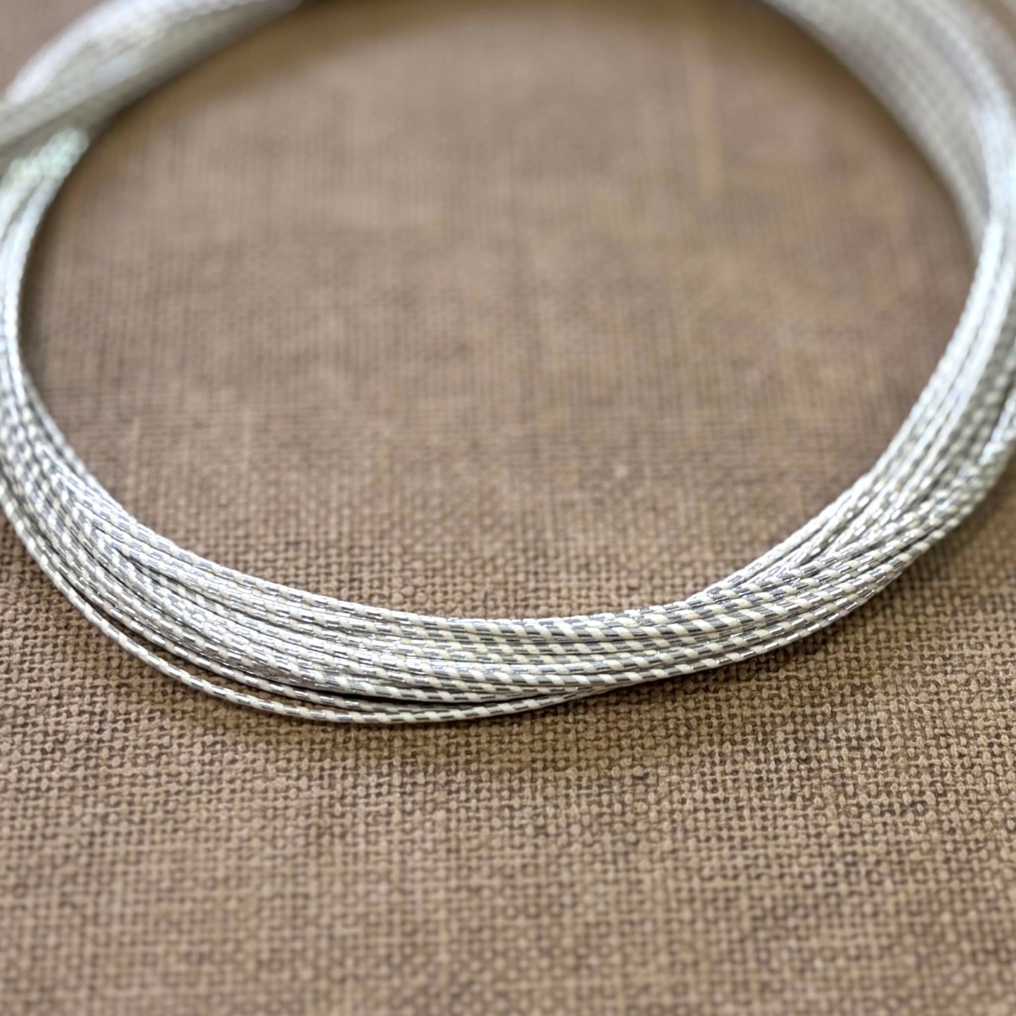 Spiral Wrapped Metallic Mizuhiki Cord | Sliver White | Fibraura