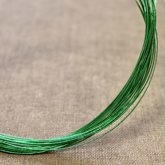 Foil wrapped mizuhiki cord, bamboo green side detail view