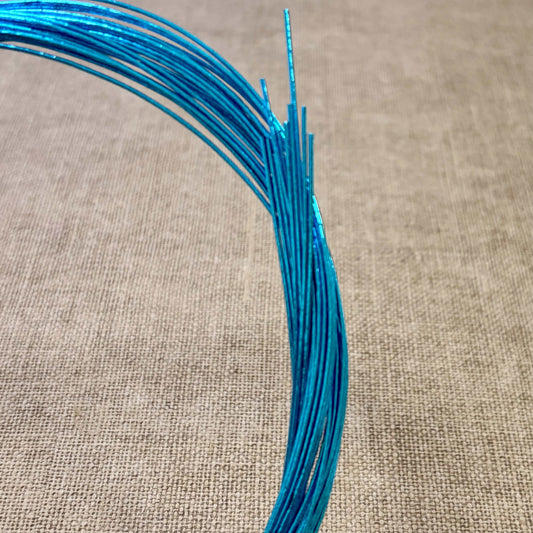 Foil wrapped mizuhiki cord, clear turquoise detail view 2