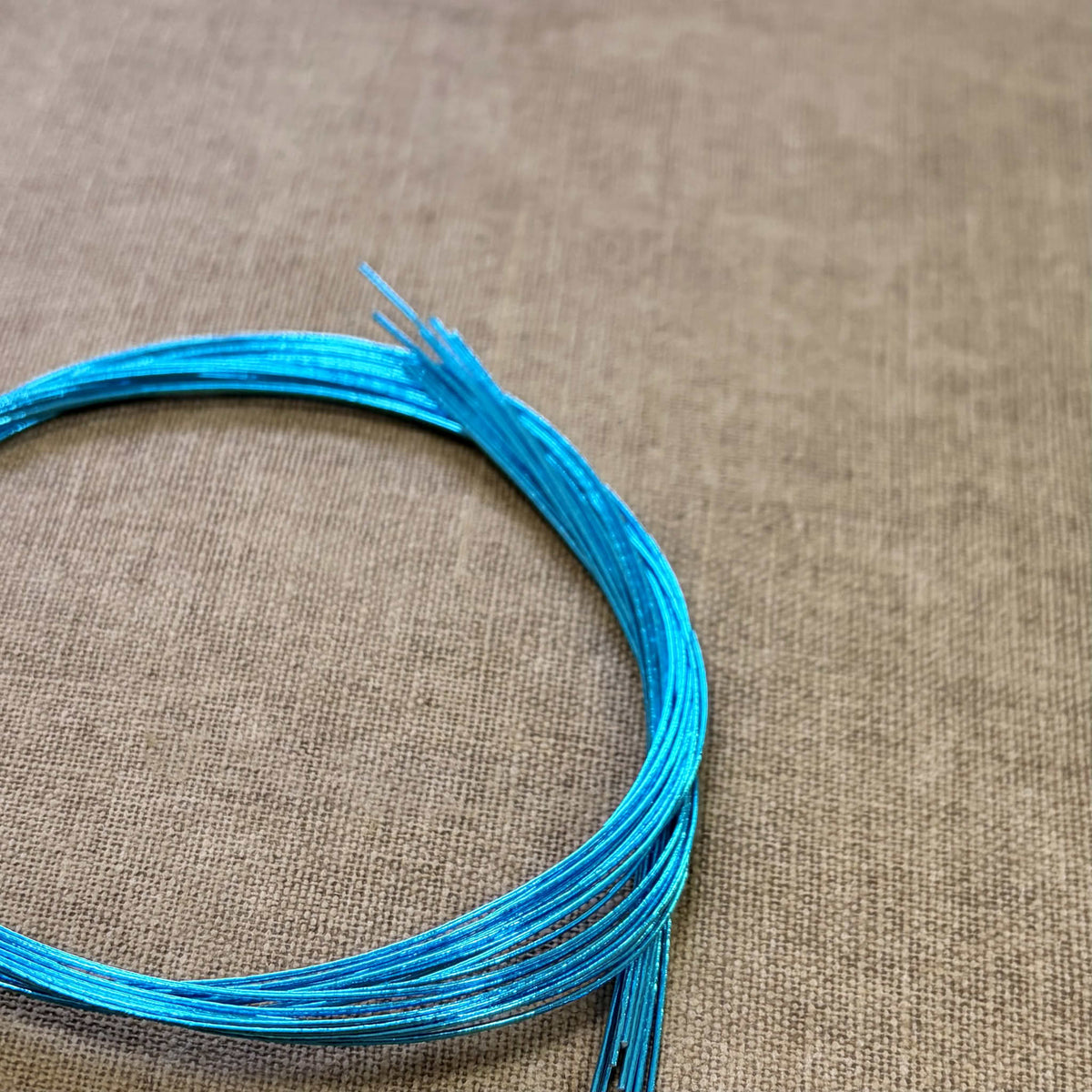 Foil wrapped mizuhiki cord, clear turquoise detail view 3