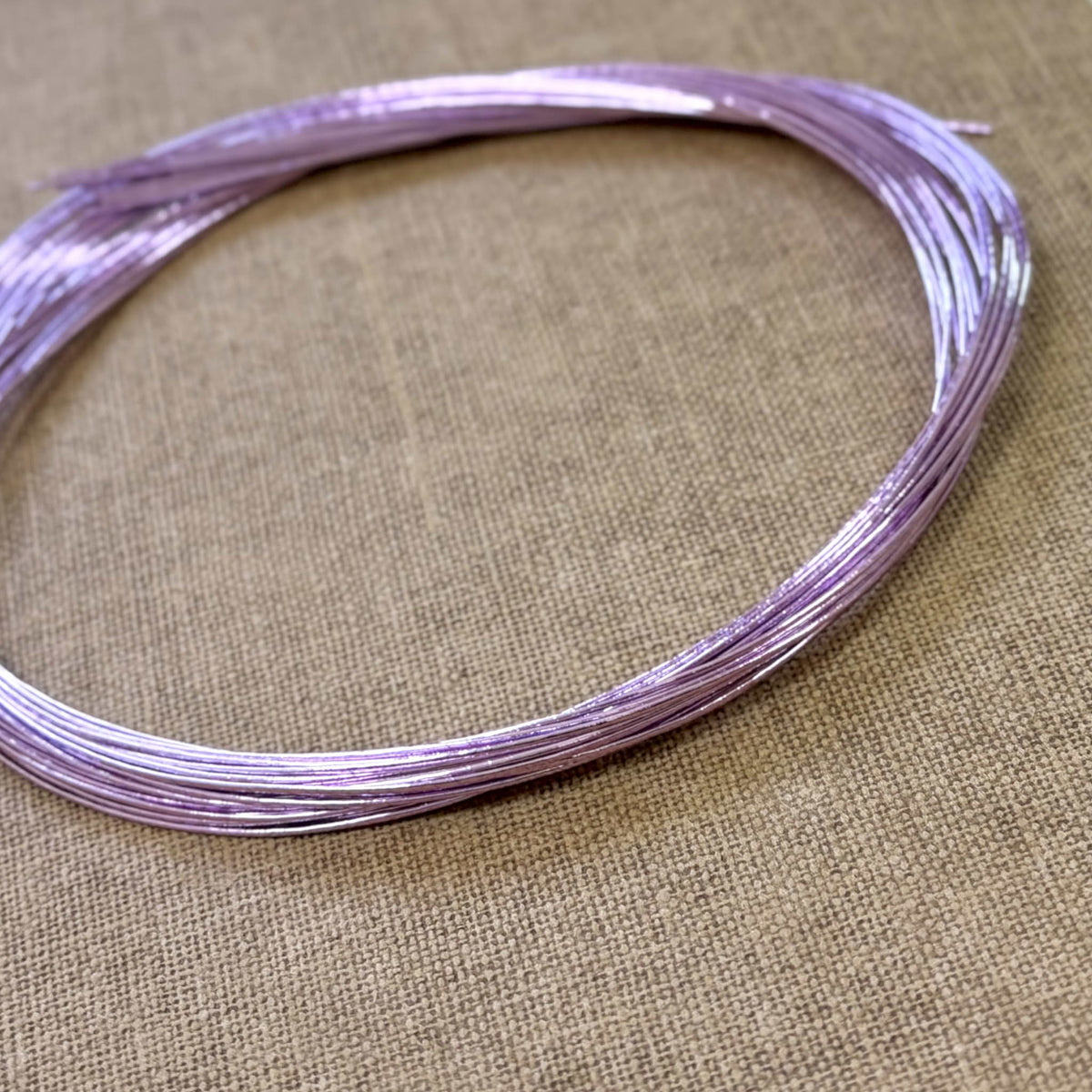 Foil wrapped mizuhiki cord, lavender veil detail view 2