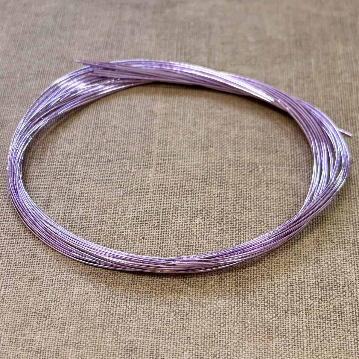 Foil wrapped mizuhiki cord, lavender veil detail view 3