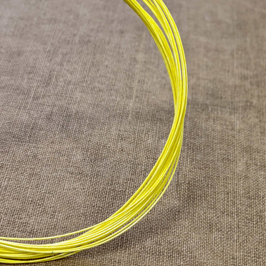 Foil wrapped mizuhiki cord, lemon yellow side detail view