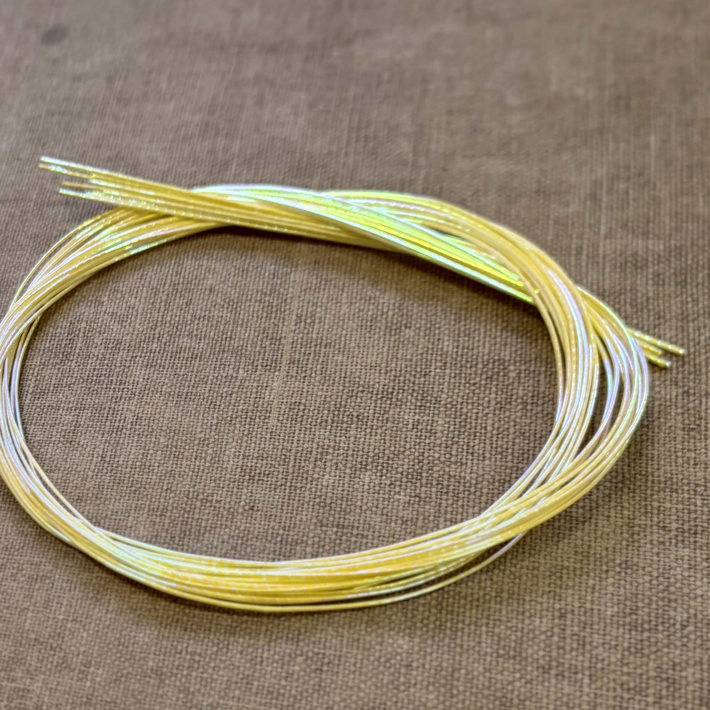 Foil wrapped mizuhiki cord, mermaid yellow detail view 2